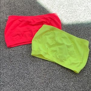 Neon O/S bralette bandeau pink and yellow 1 NWT